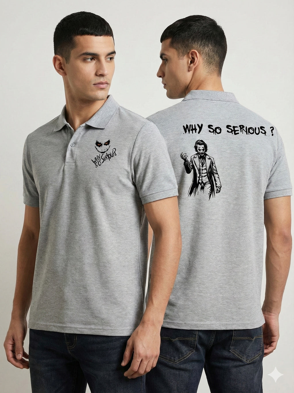 Graphic Grey Polo – The Joker Edition