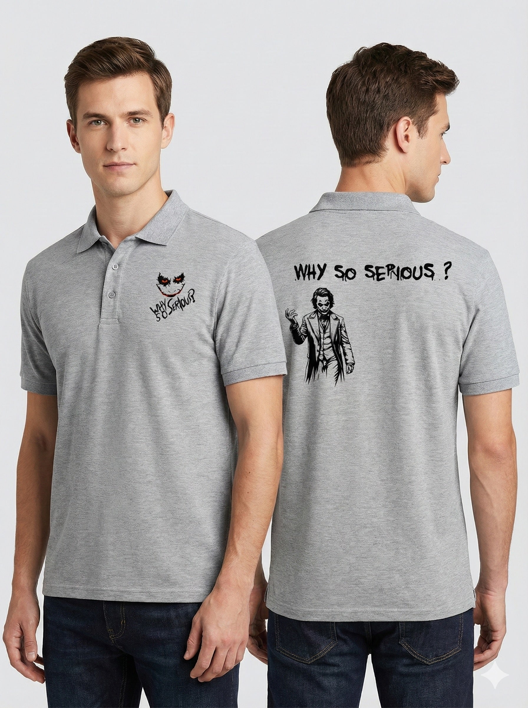 Graphic Grey Polo – The Joker Edition