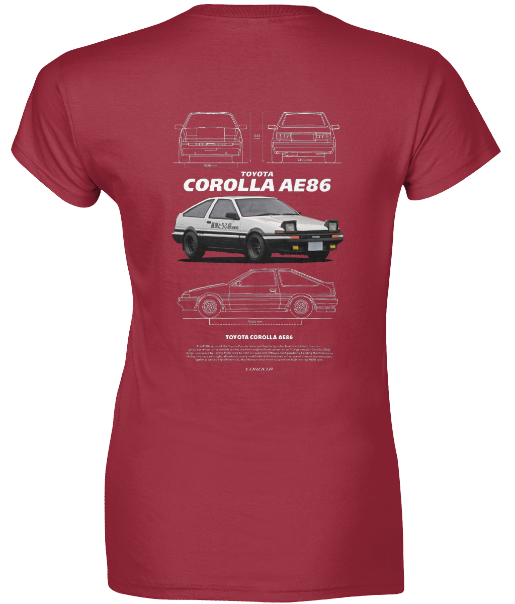 Ladies SoftStyle T-Shirt - COROLLA AE86 INITIAL D 2